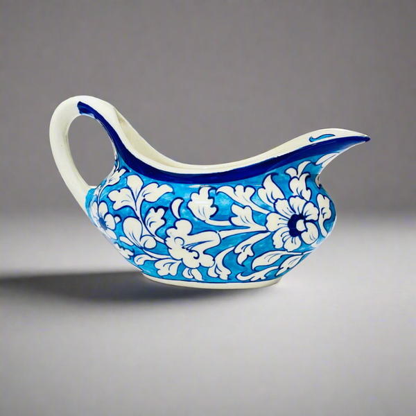 Exquisite Handcrafted Blue Pottery Sauce Boat